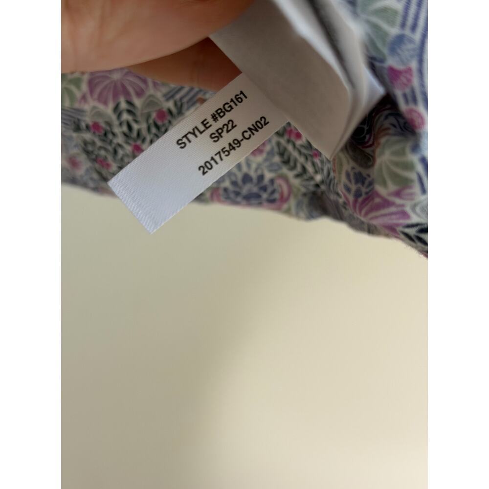 J. Crew Liberty Club Nouveau Fabric Smocked Square Neck Blouse Top Purple Blue M - Picture 7 of 8